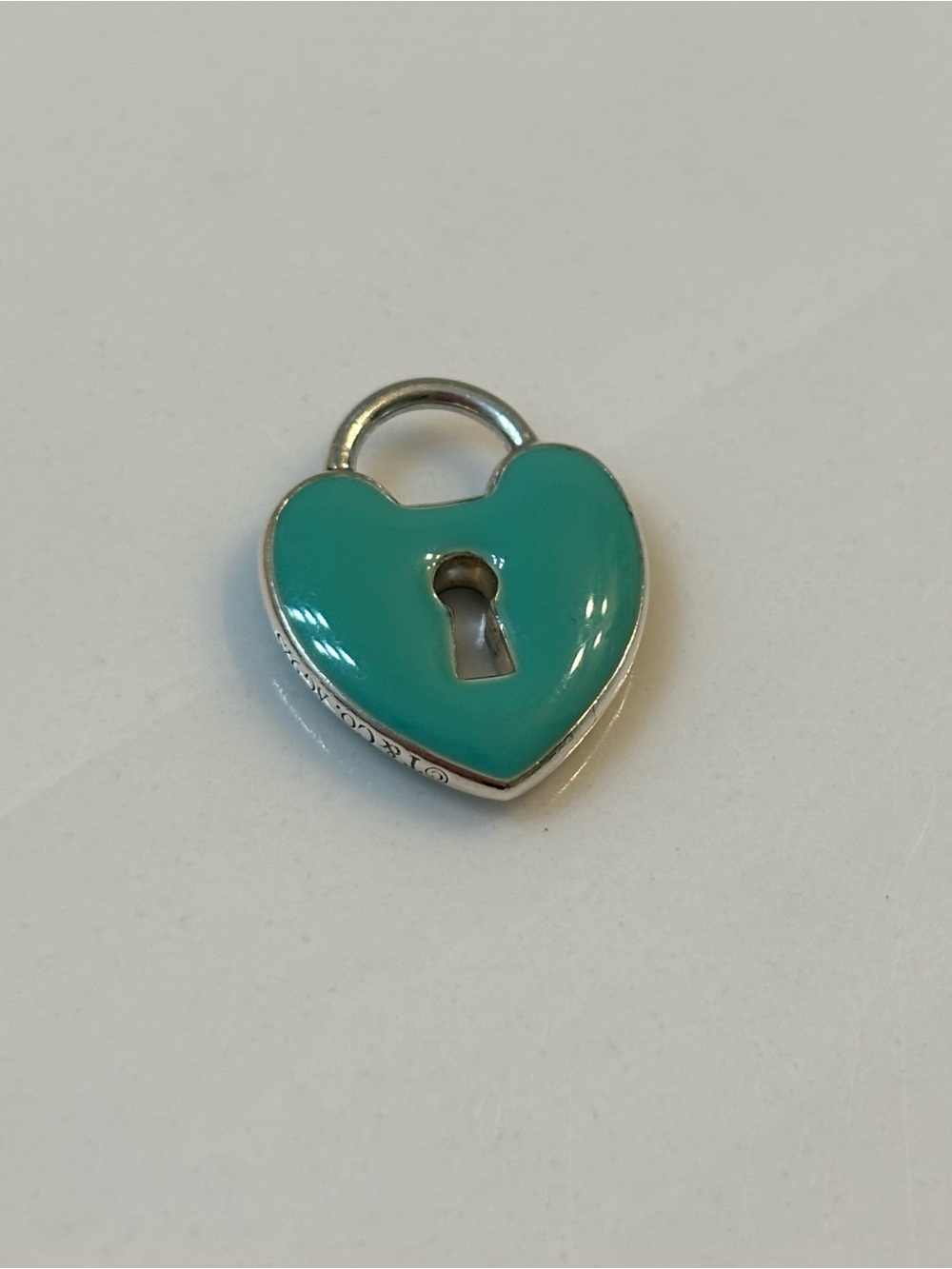 Tiffany & Co. Blue Enamel and Sterling Silver Heart Padlock Pendant Charm